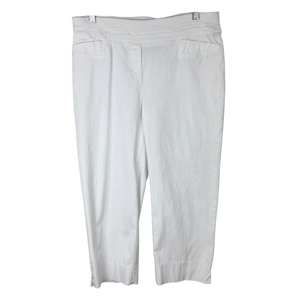 Zac & Rachel Pants Women 10 White Stretch Cropped Solid Casual Bottoms